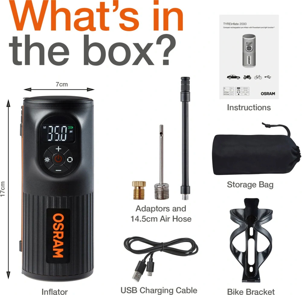 OSRAM TYREinflate 2000 dobíjací kompresor 
