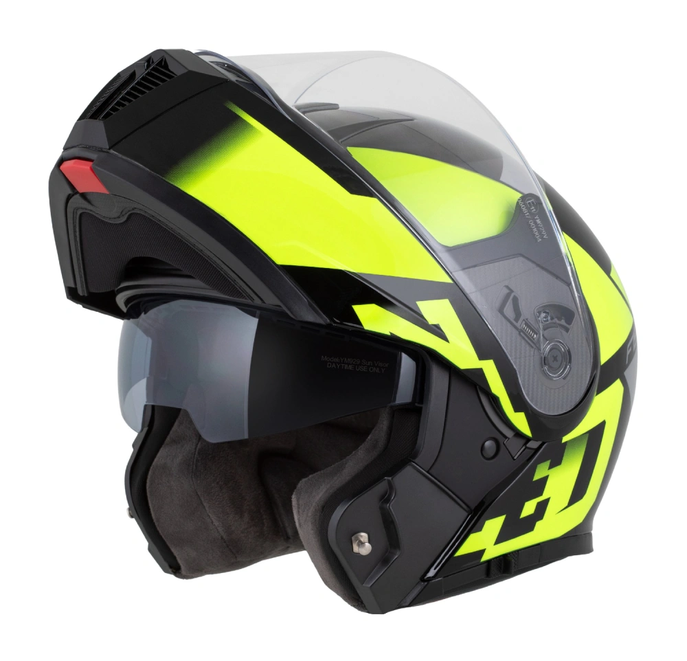 ZED F19 výklopná prilba čierna/ žltá fluo