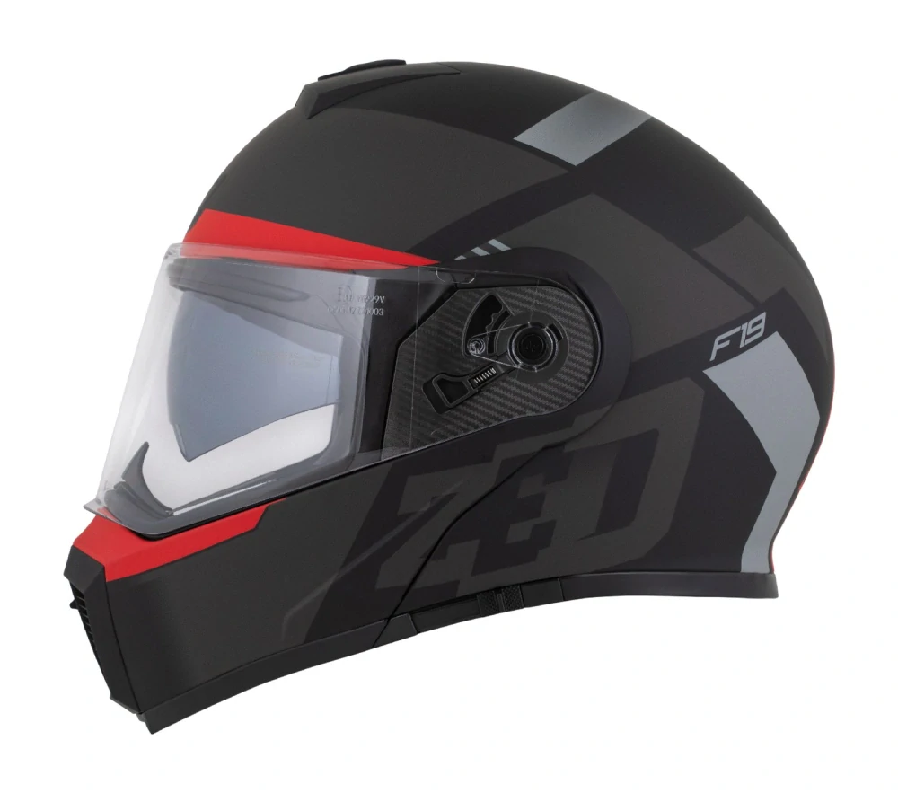 ZED F19 výklopná prilba matná čierna/ červená