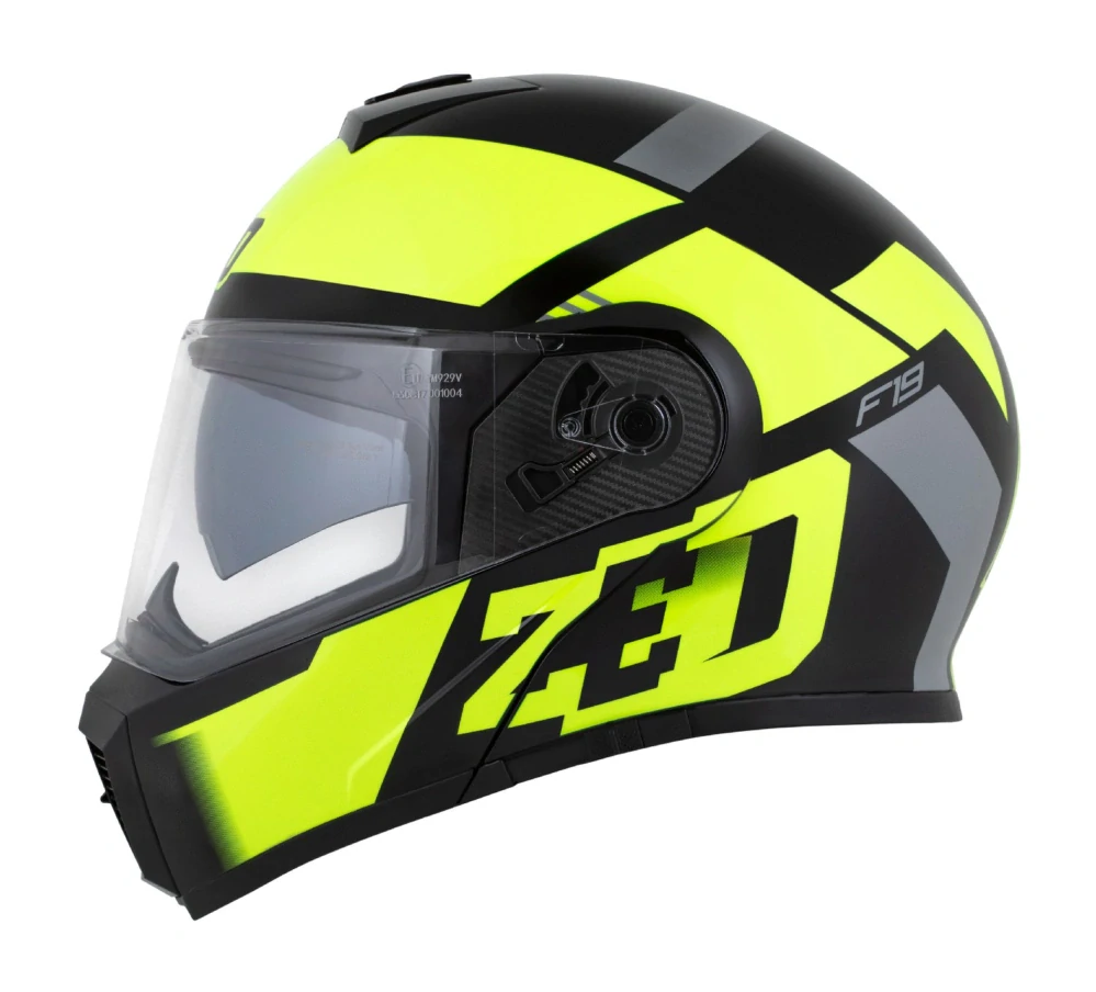 ZED F19 výklopná prilba čierna/ žltá fluo