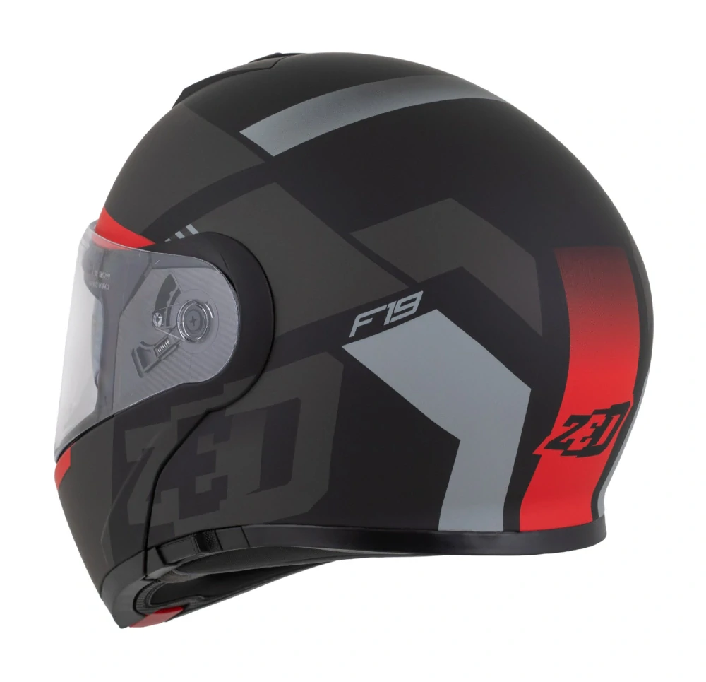 ZED F19 výklopná prilba matná čierna/ červená